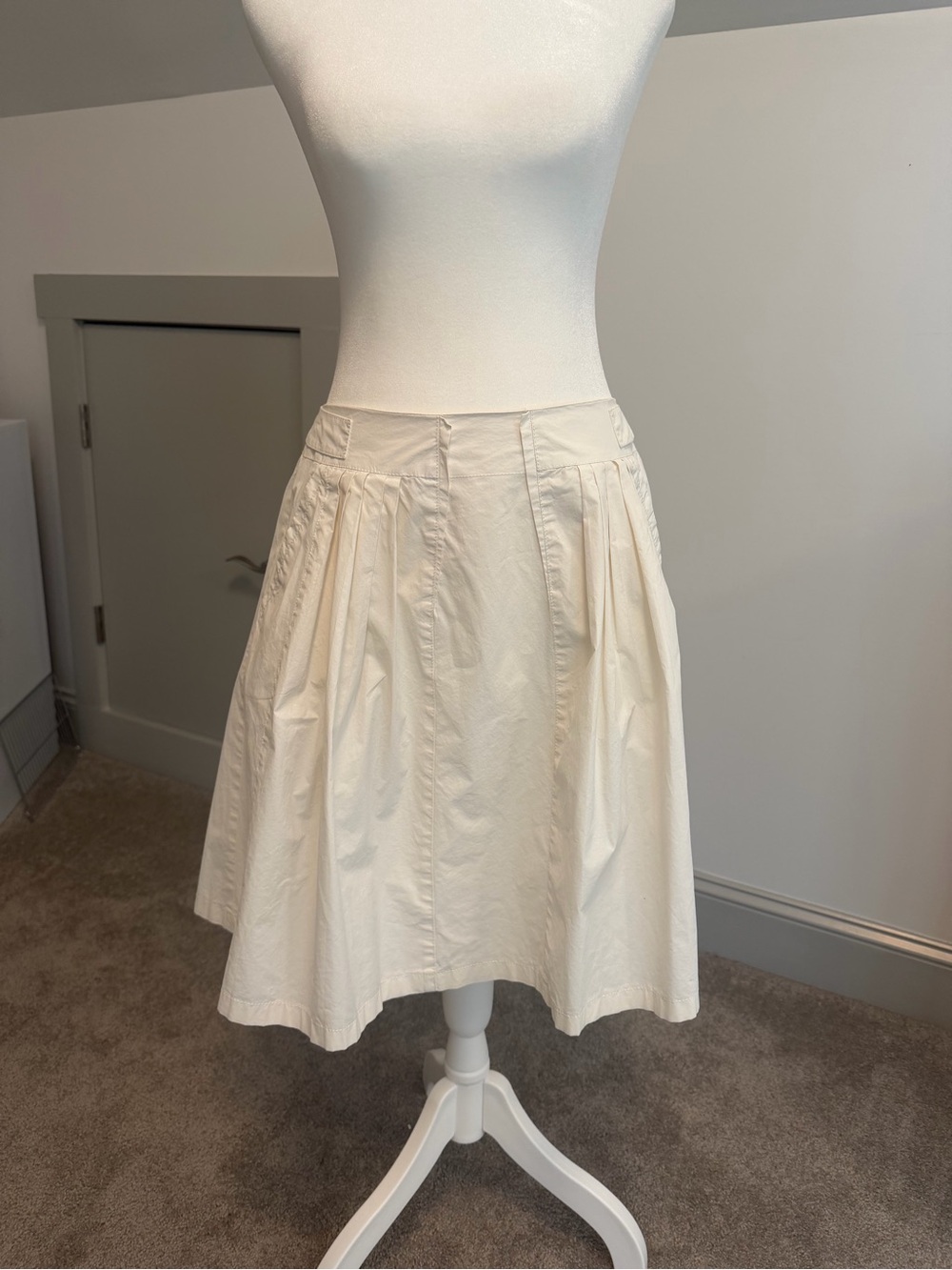 Christian Dior Boutique Vintage Cream Pleated Midi Skirt Sz US 4 FR 36 Italy⁠